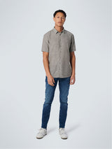 Shirt Short Sleeve 2 Colour Melange With Linen | Army