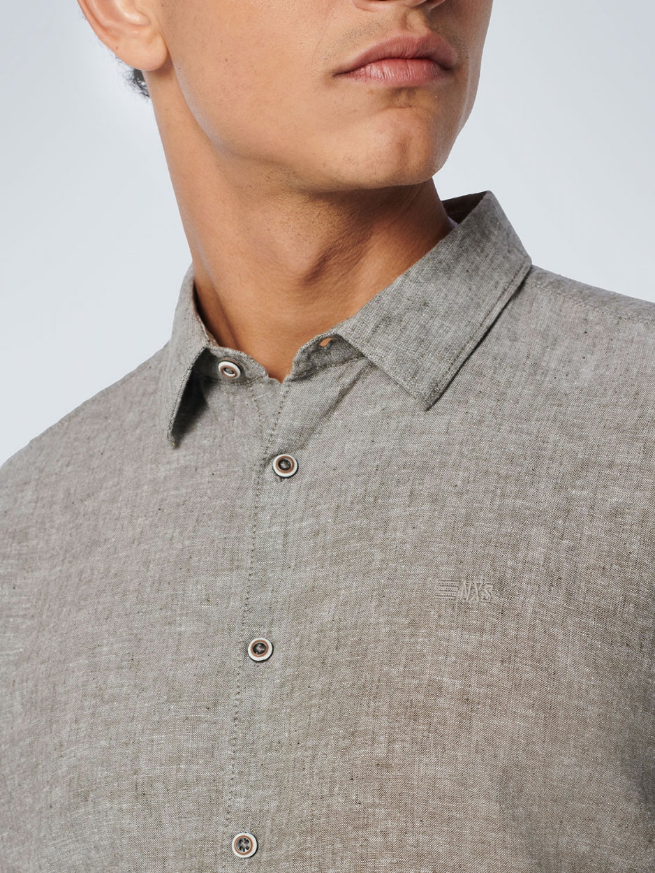 Shirt Short Sleeve 2 Colour Melange With Linen | Army
