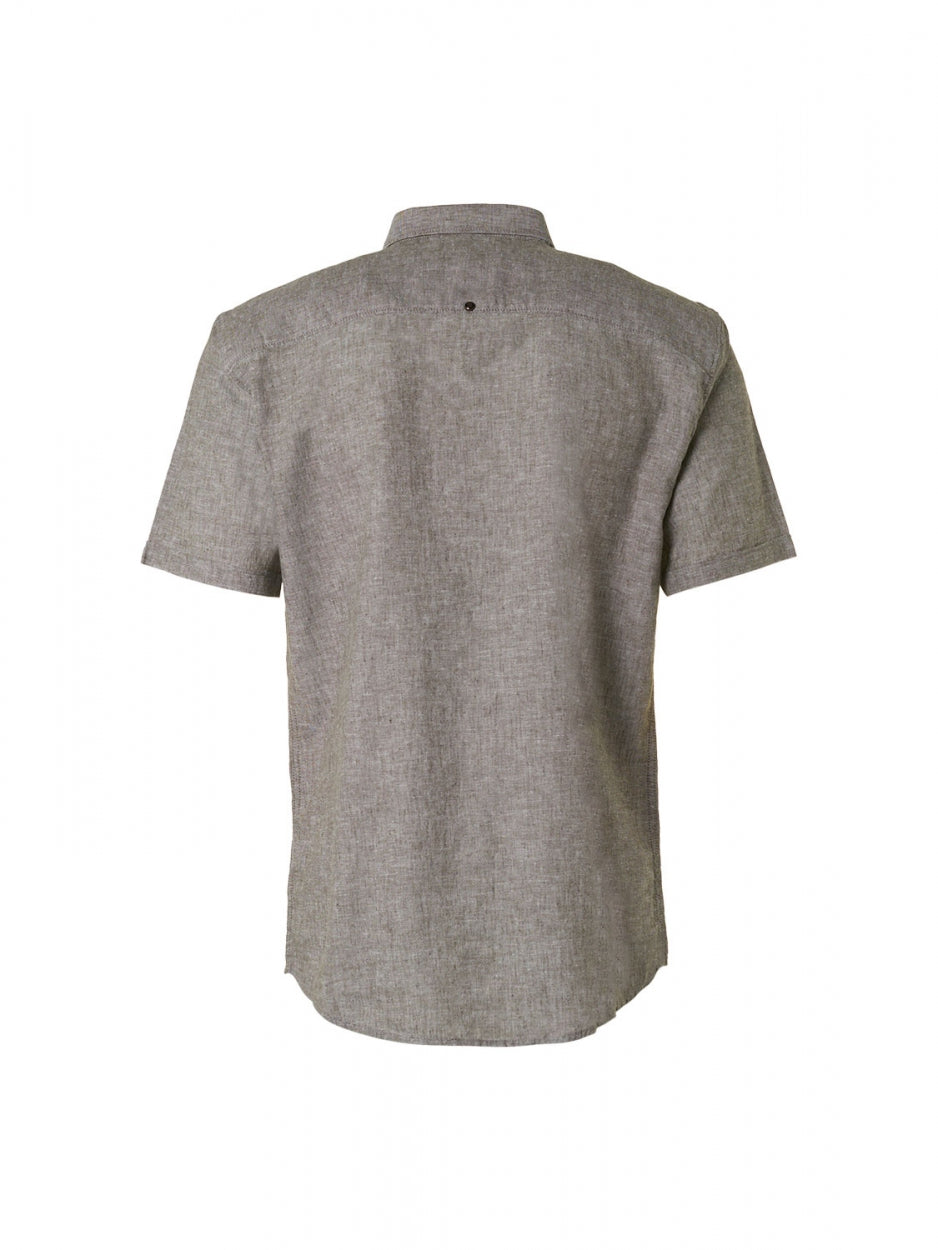 Shirt Short Sleeve 2 Colour Melange With Linen | Army