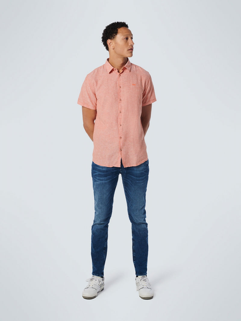 Shirt Short Sleeve 2 Colour Melange With Linen | Papaya