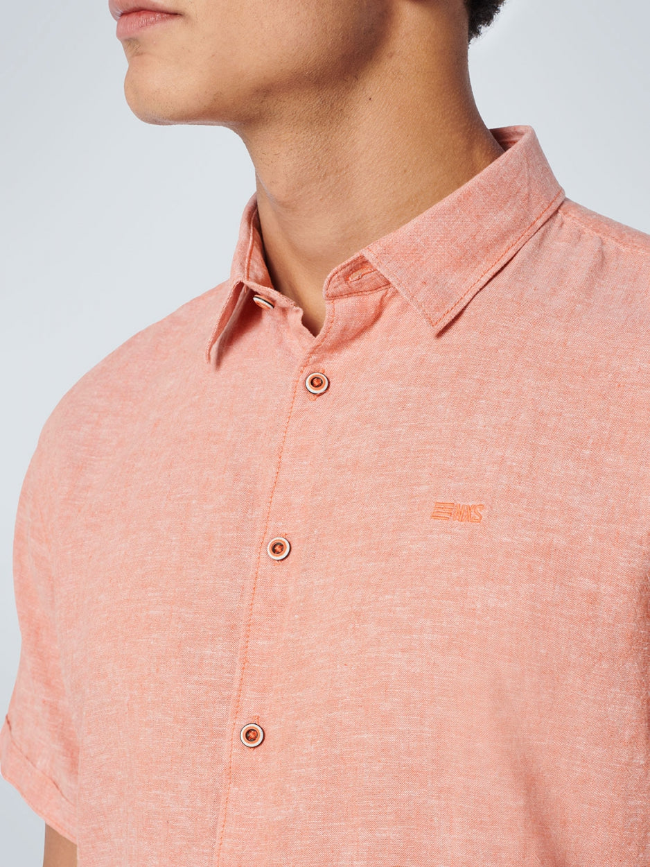 Shirt Short Sleeve 2 Colour Melange With Linen | Papaya