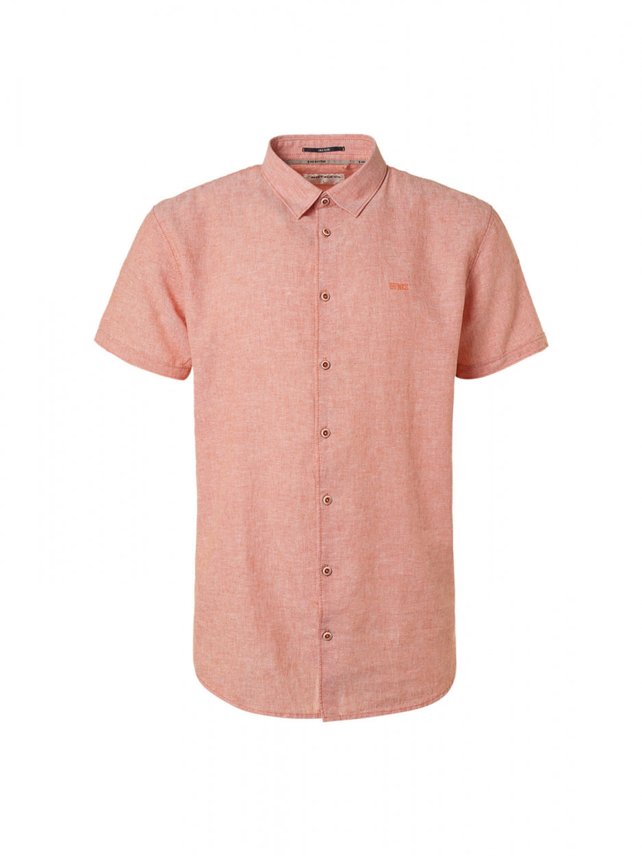 Shirt Short Sleeve 2 Colour Melange With Linen | Papaya