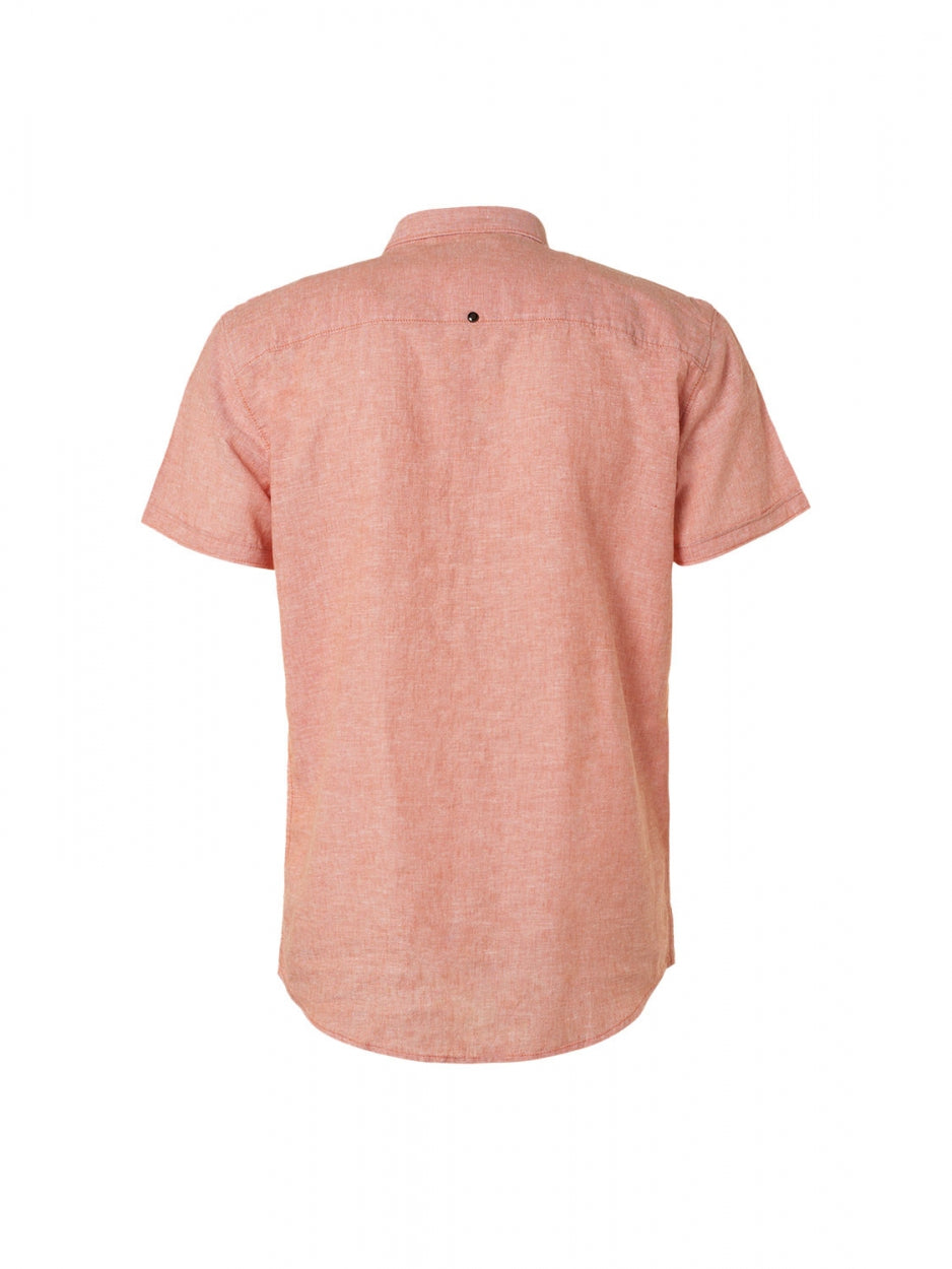 Shirt Short Sleeve 2 Colour Melange With Linen | Papaya