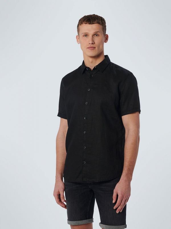 Shirt Short Sleeve Linen Solid | Black