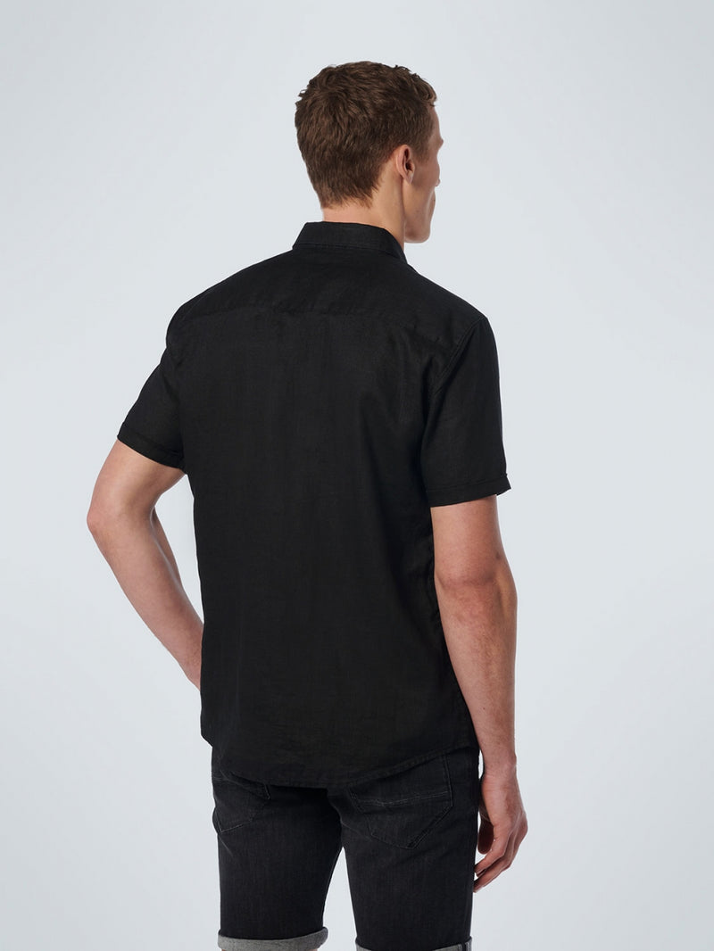 Shirt Short Sleeve Linen Solid | Black
