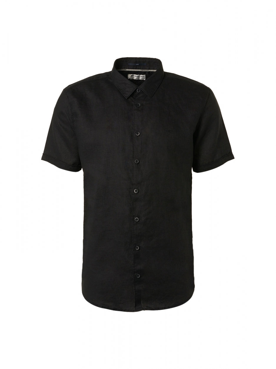 Shirt Short Sleeve Linen Solid | Black