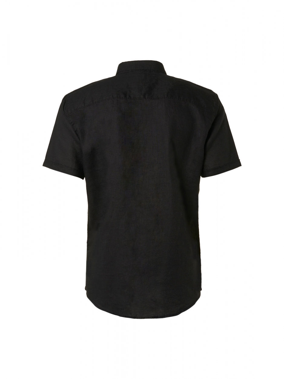 Shirt Short Sleeve Linen Solid | Black