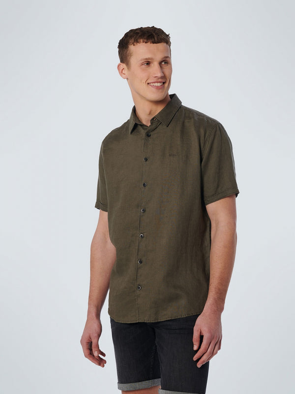 Shirt Short Sleeve Linen Solid | Army
