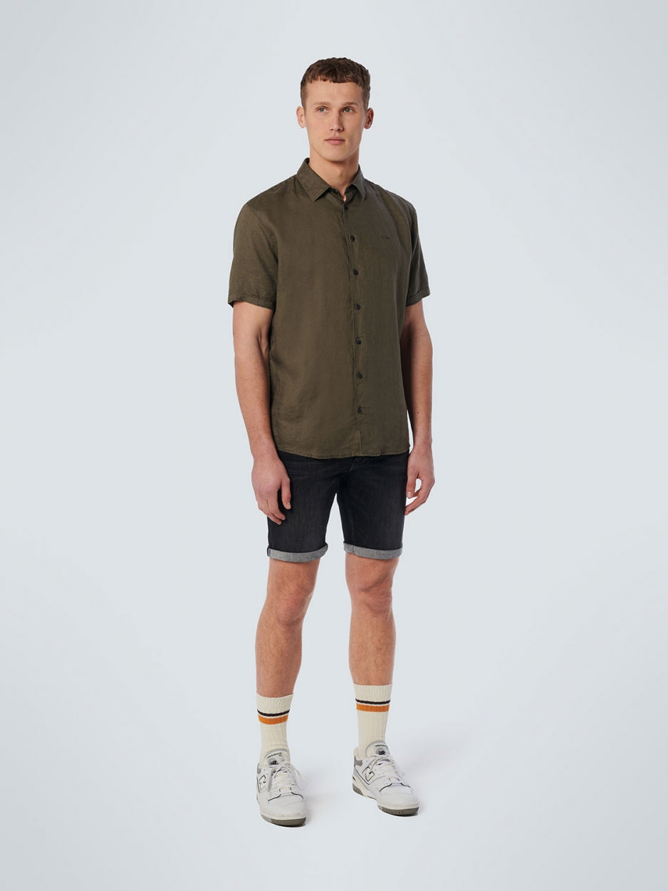 Shirt Short Sleeve Linen Solid | Army