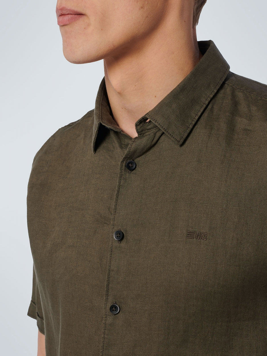 Shirt Short Sleeve Linen Solid | Army