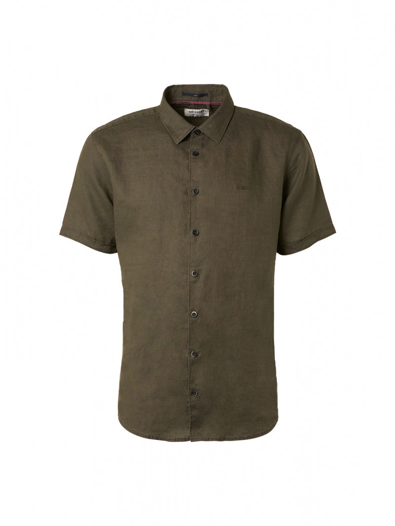 Shirt Short Sleeve Linen Solid | Army