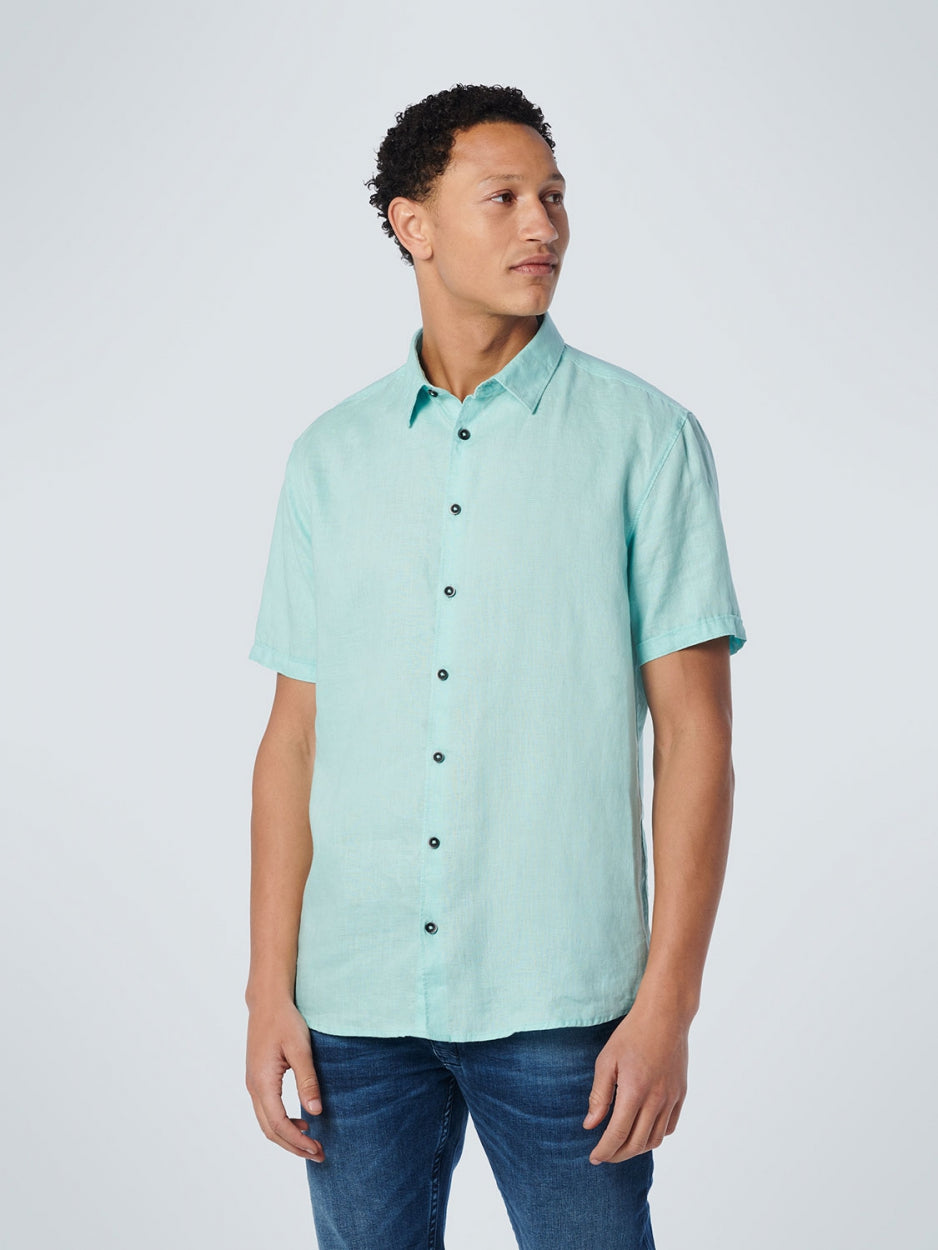Shirt Short Sleeve Linen Solid | Light Aqua