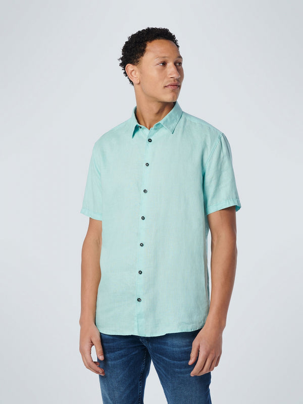 Shirt Short Sleeve Linen Solid | Light Aqua