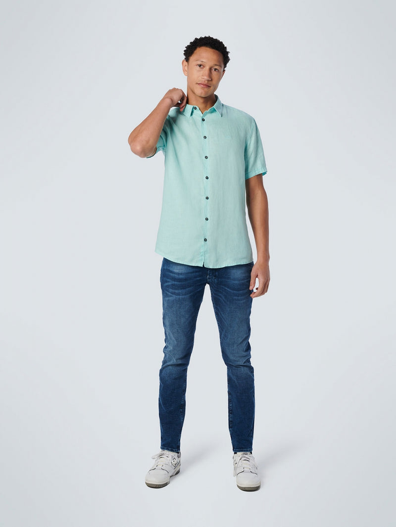Shirt Short Sleeve Linen Solid | Light Aqua