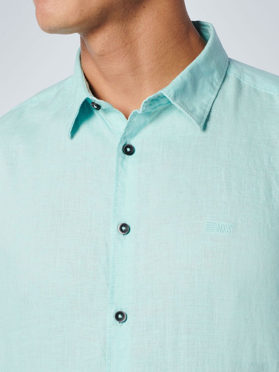 Shirt Short Sleeve Linen Solid | Light Aqua