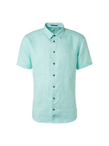 Shirt Short Sleeve Linen Solid | Light Aqua