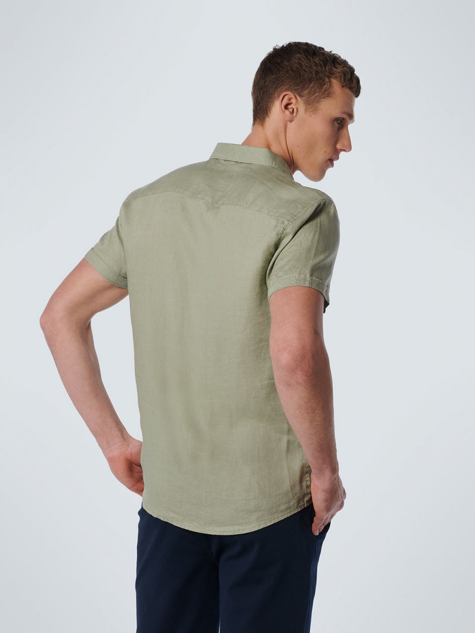 Shirt Short Sleeve Linen Solid | Smoke Green