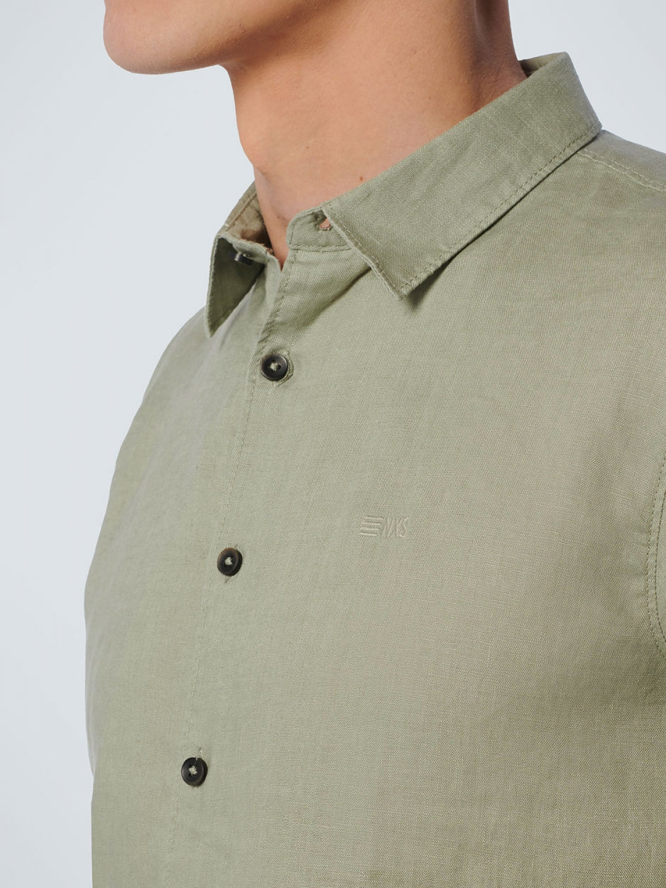 Shirt Short Sleeve Linen Solid | Smoke Green