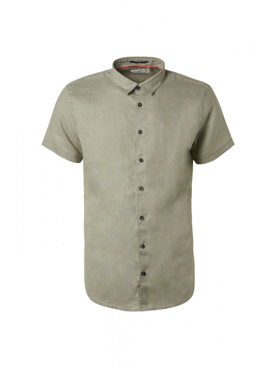 Shirt Short Sleeve Linen Solid | Smoke Green