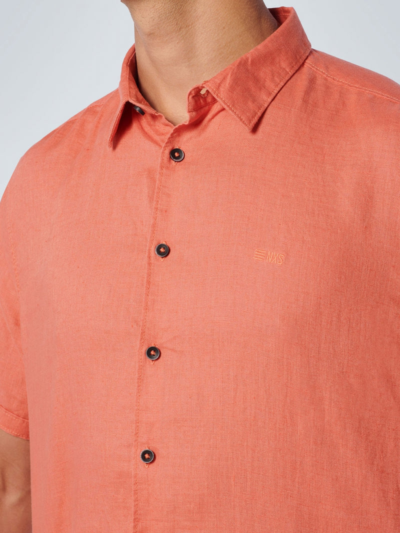 Shirt Short Sleeve Linen Solid | Papaya