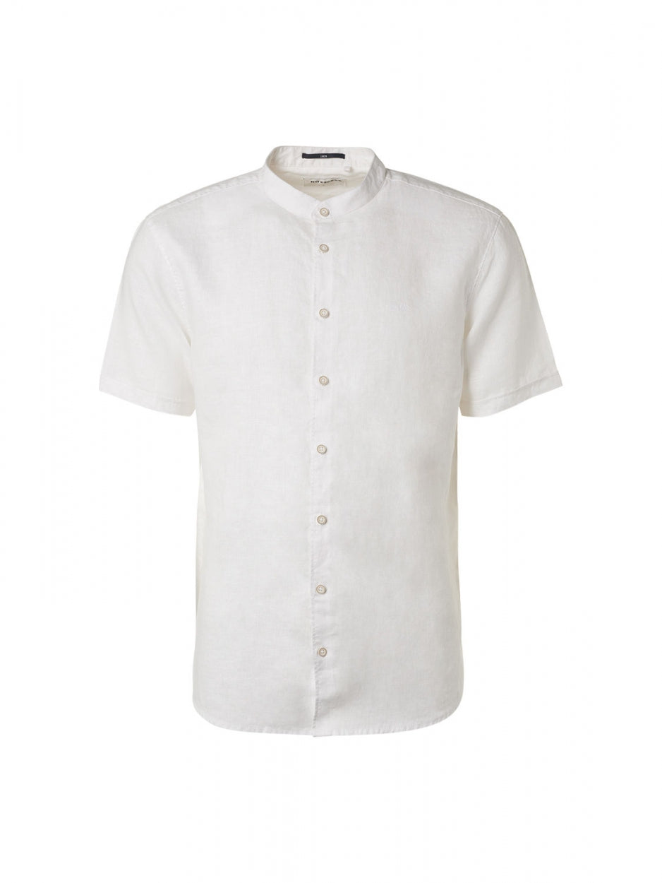 Shirt Short Sleeve Granddad Linen Solid | White
