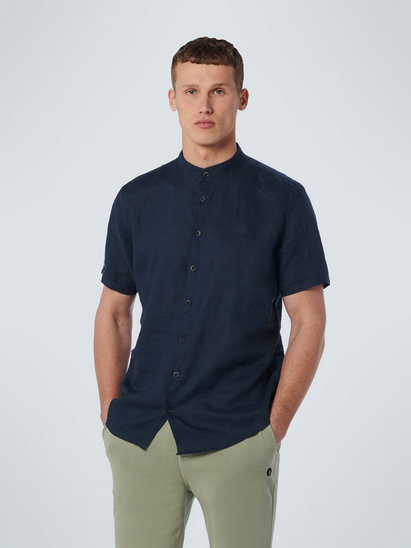 Shirt Short Sleeve Granddad Linen Solid | Night