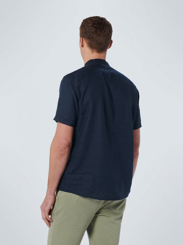 Shirt Short Sleeve Granddad Linen Solid | Night