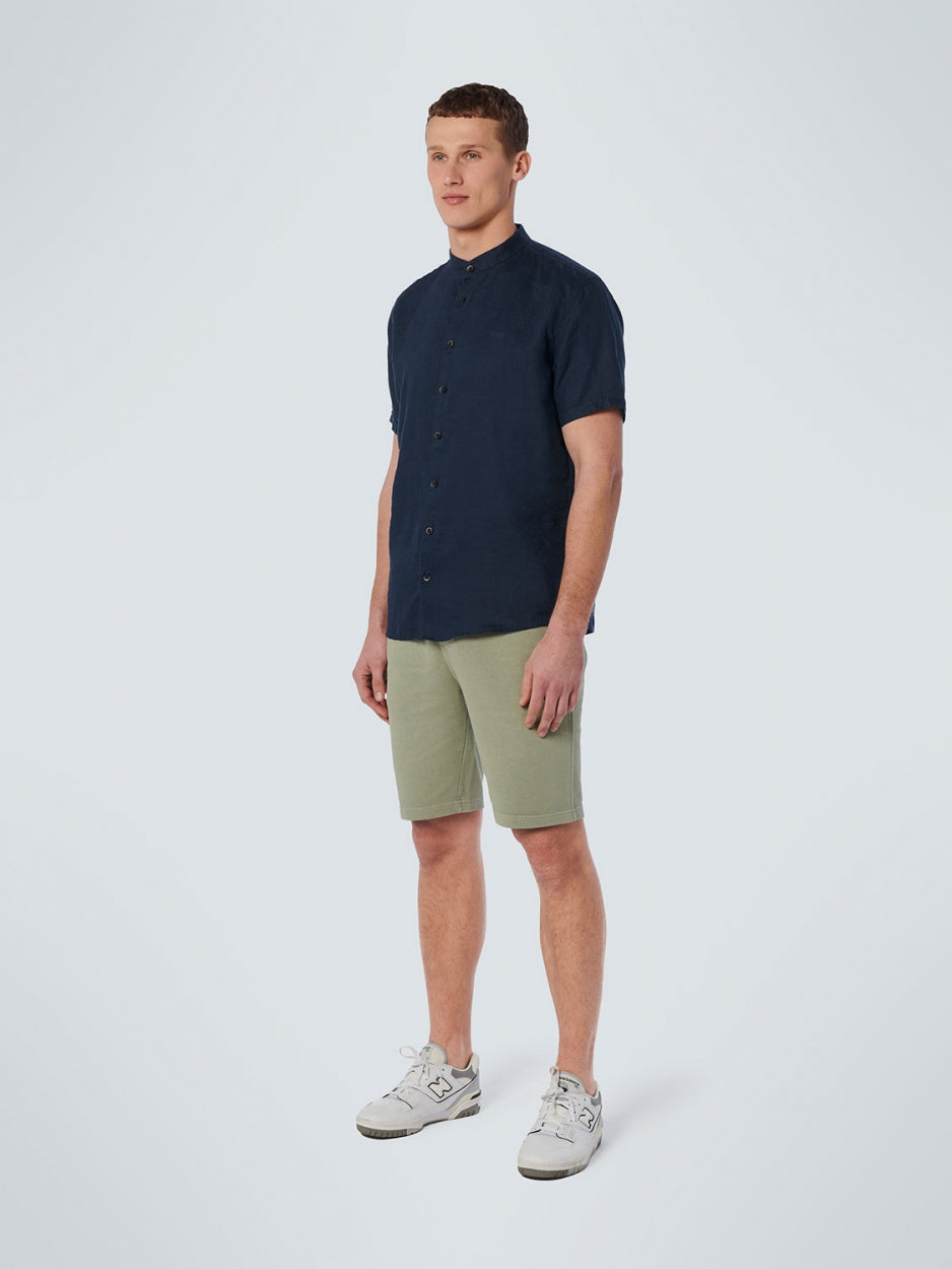 Shirt Short Sleeve Granddad Linen Solid | Night