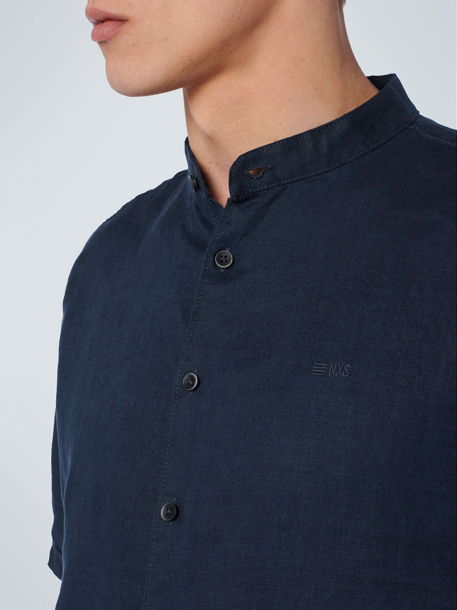 Shirt Short Sleeve Granddad Linen Solid | Night