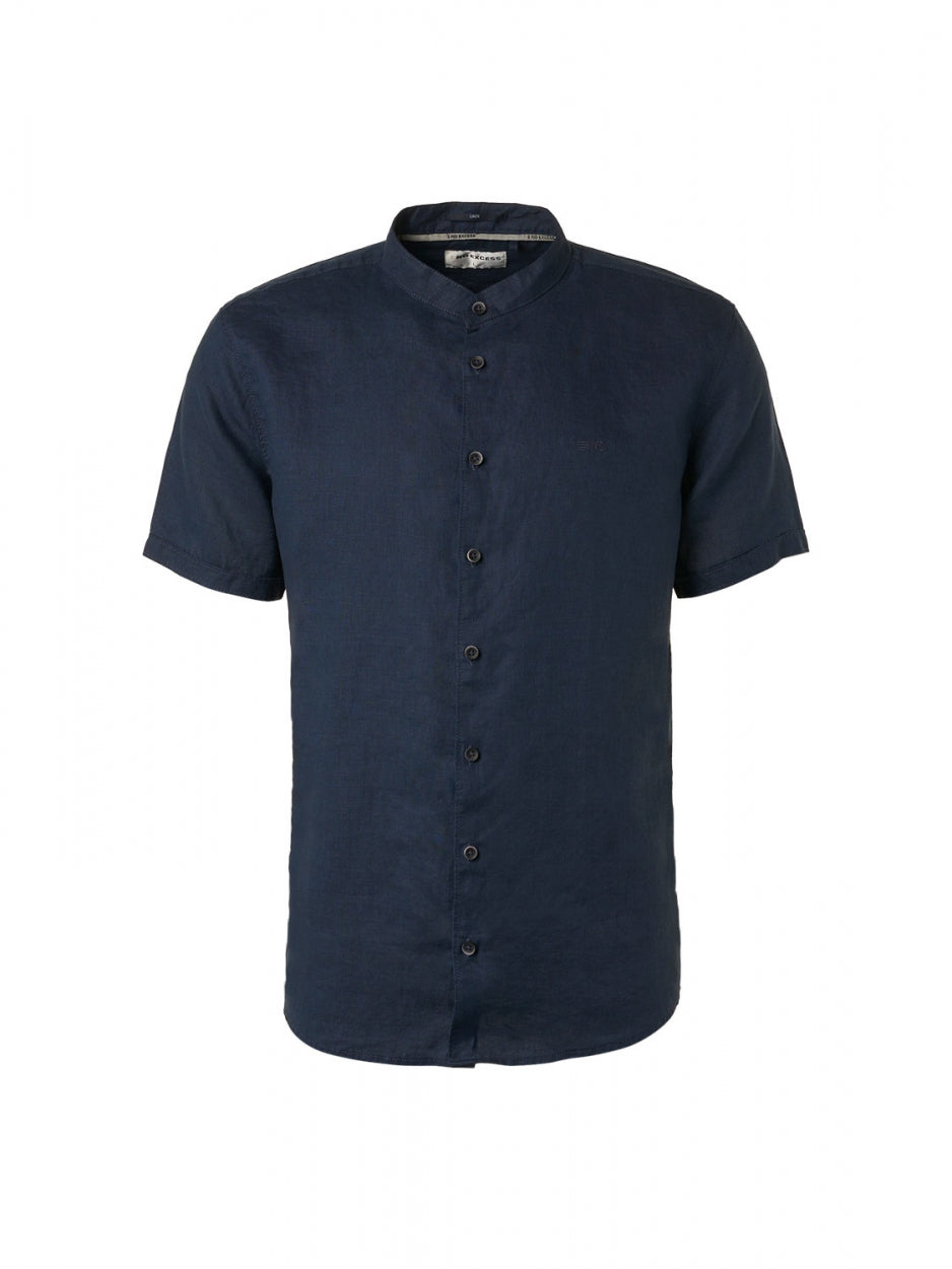 Shirt Short Sleeve Granddad Linen Solid | Night