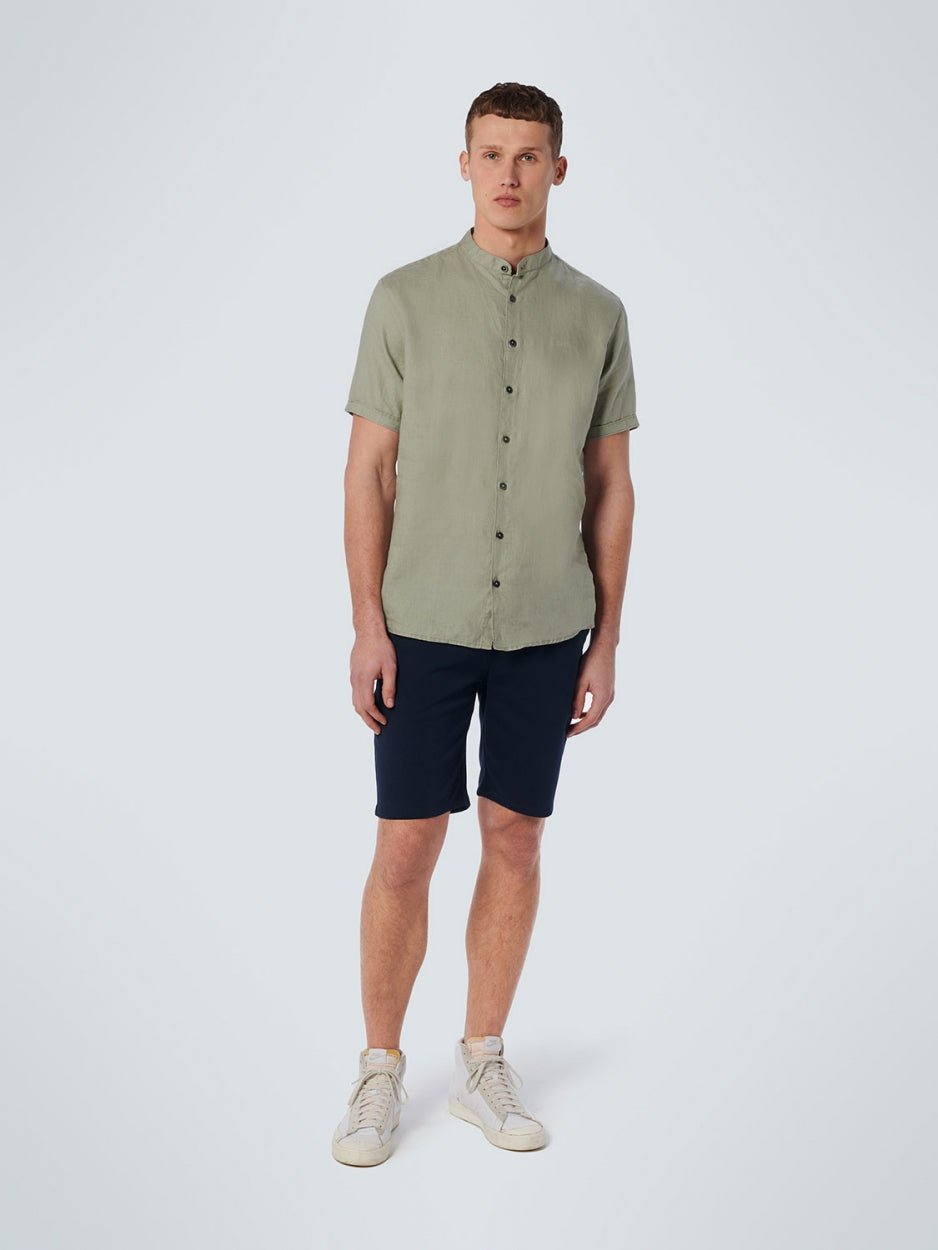 Shirt Short Sleeve Granddad Linen Solid | Smoke Green