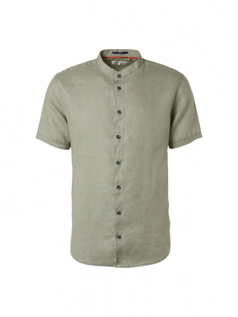 Shirt Short Sleeve Granddad Linen Solid | Smoke Green