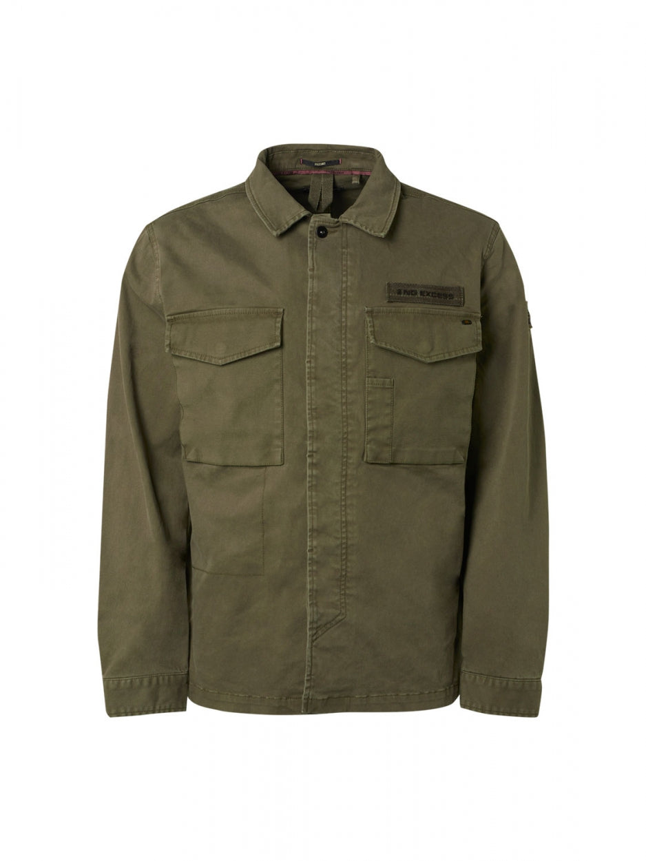 Overshirt Button Closure Garment Dyed Stretch | Army