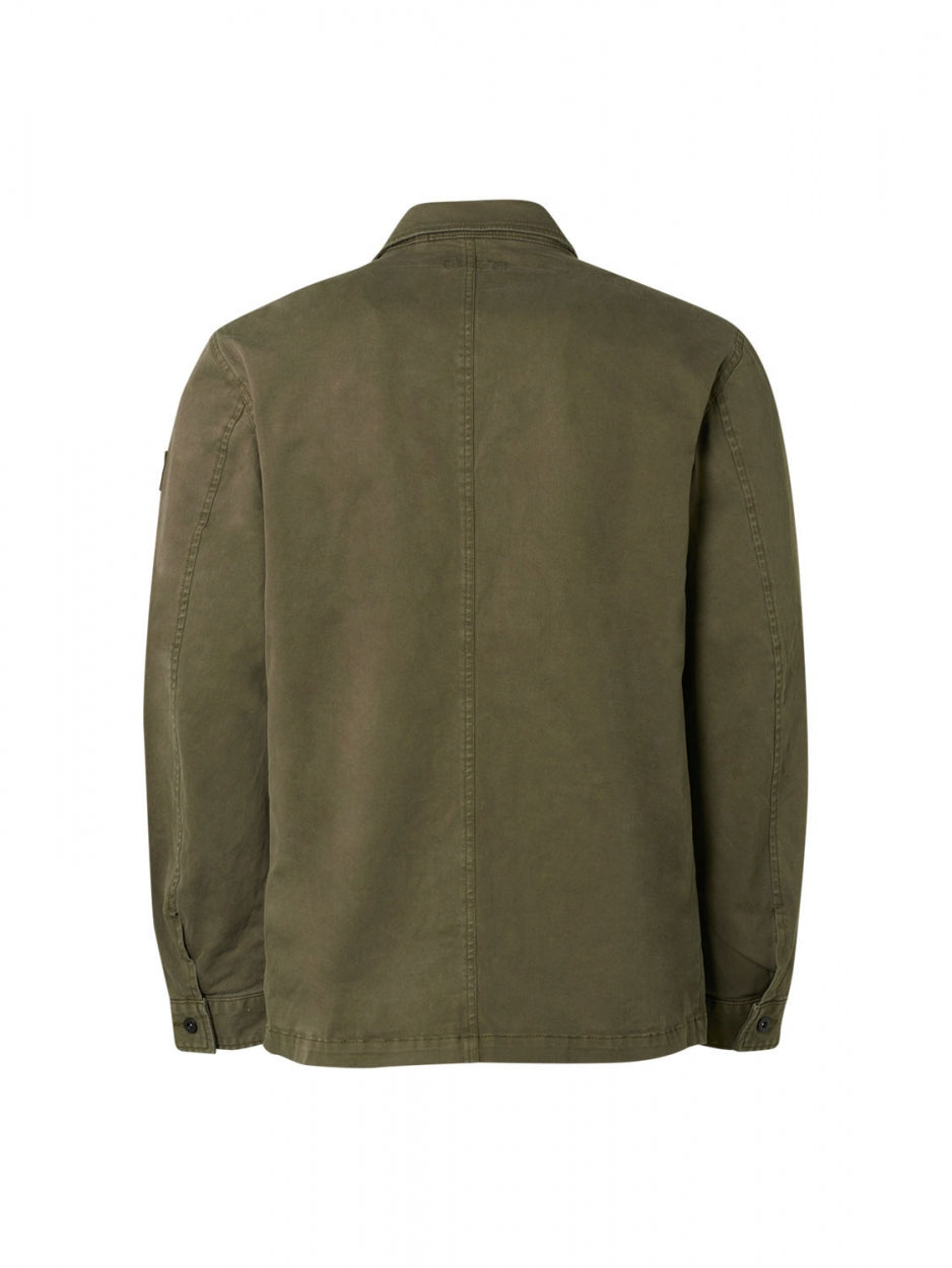 Overshirt Button Closure Garment Dyed Stretch | Army