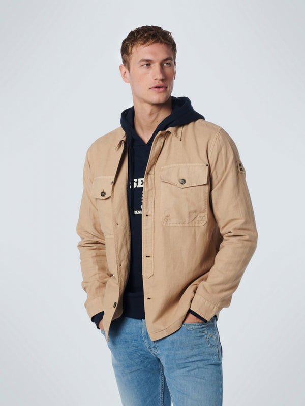 Overshirt Button Closure Garment Dyed With Linen | Sand