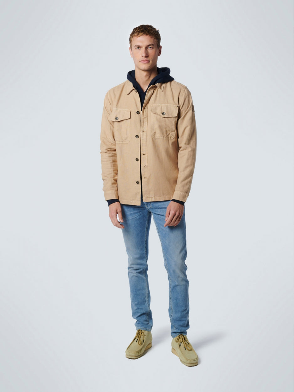 Overshirt Button Closure Garment Dyed With Linen | Sand
