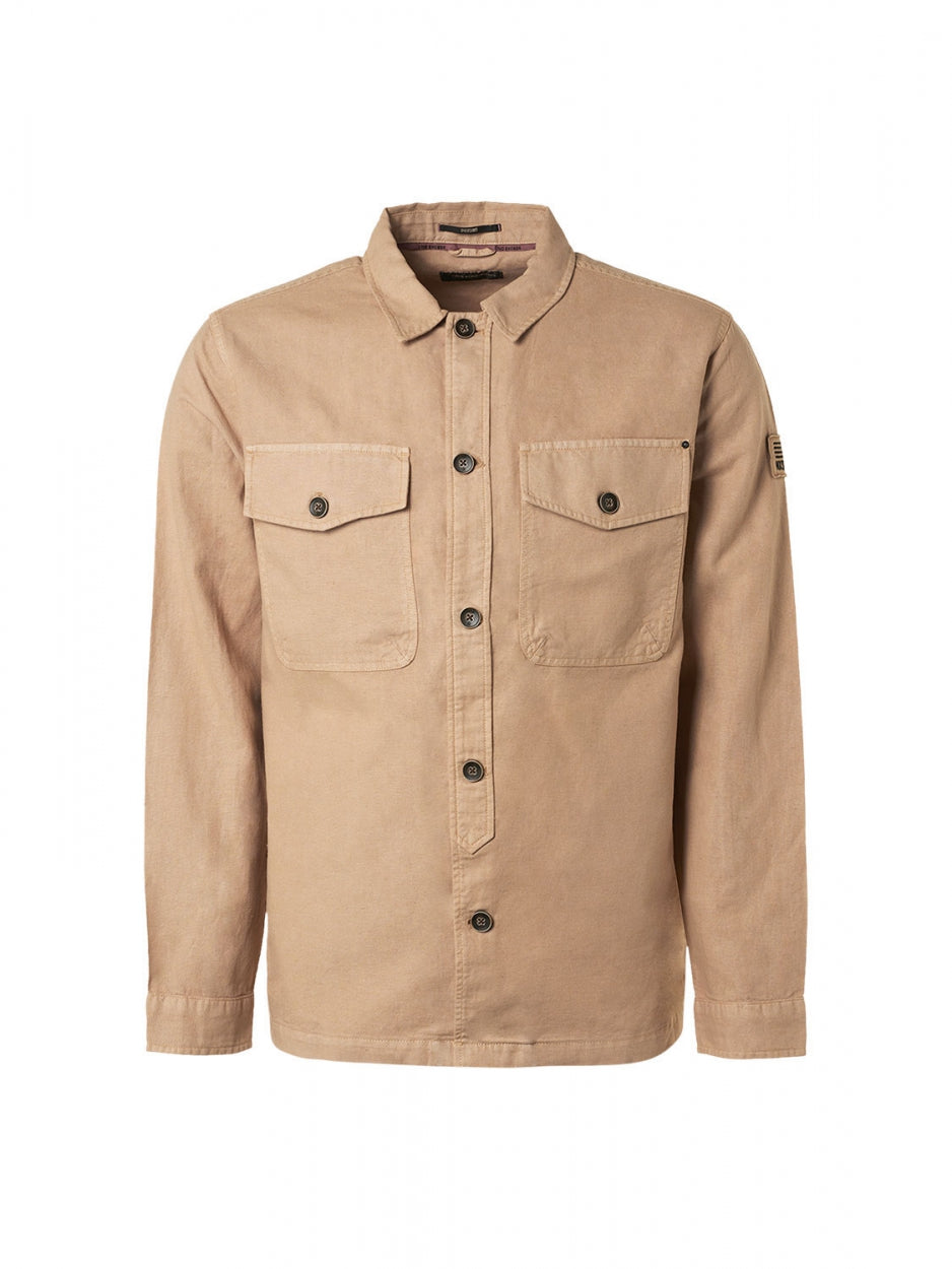 Overshirt Button Closure Garment Dyed With Linen | Sand