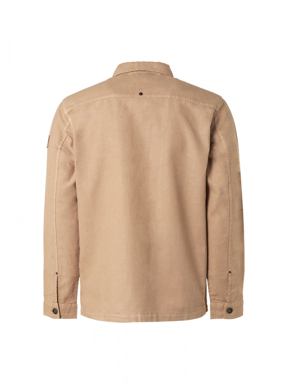 Overshirt Button Closure Garment Dyed With Linen | Sand