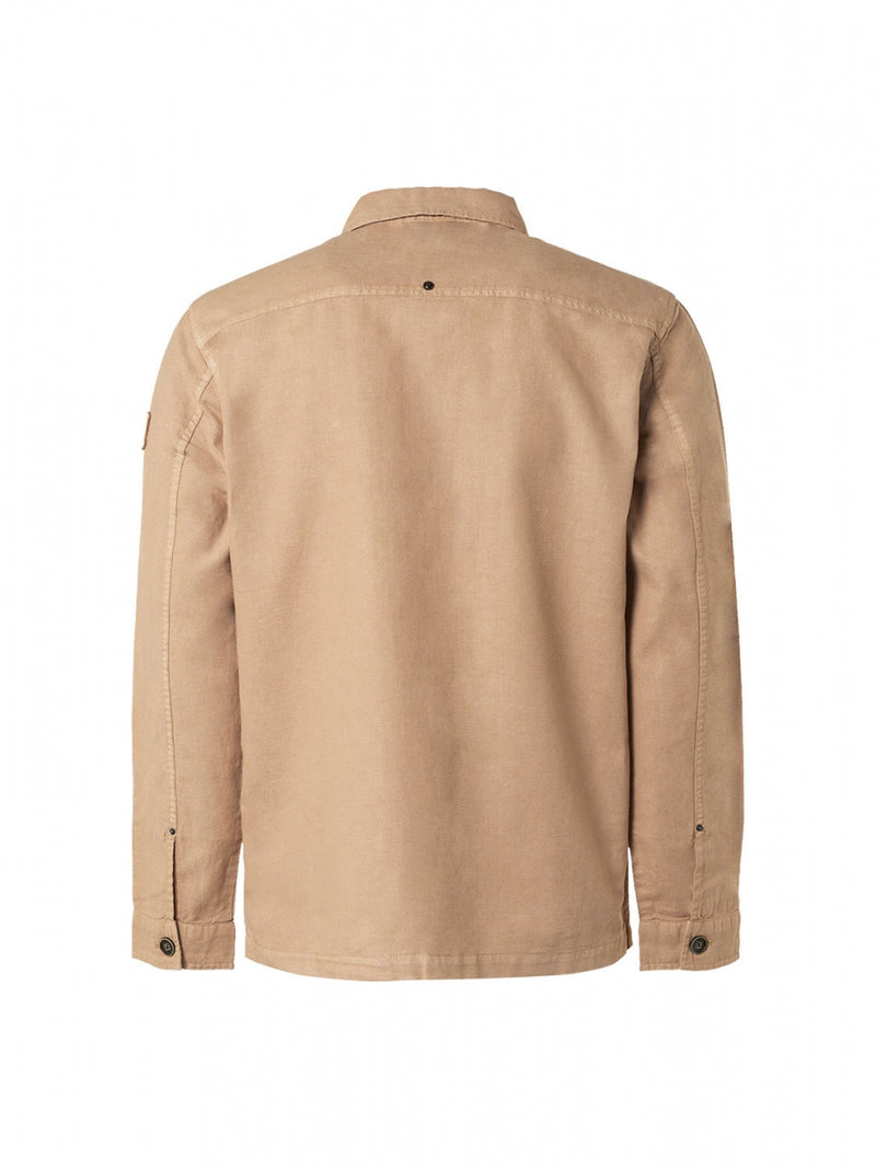 Overshirt Button Closure Garment Dyed With Linen | Sand