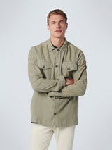 Overshirt Button Closure Garment Dyed With Linen | Smoke Green