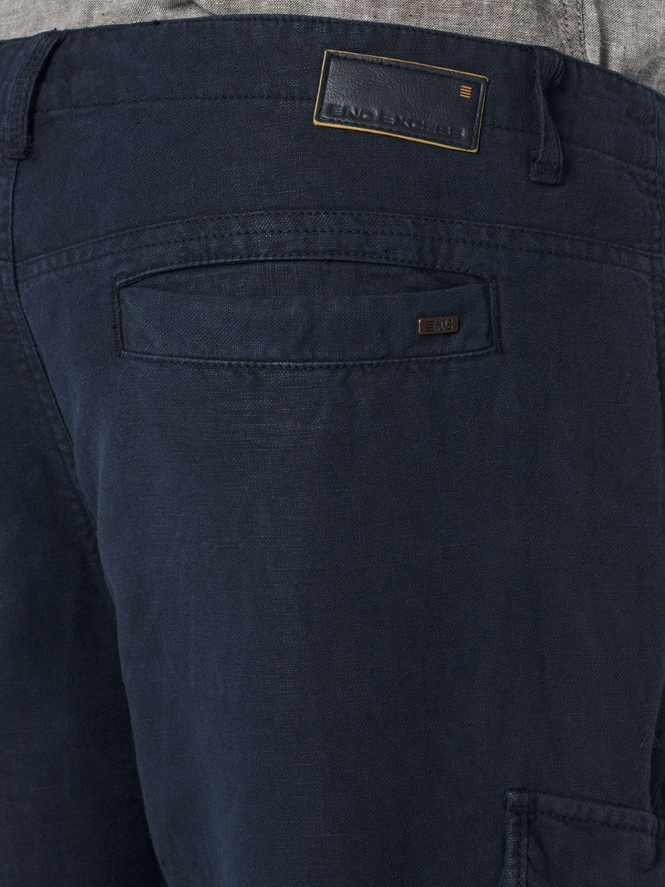 Pants Cargo With Linen Garment Dyed | Night