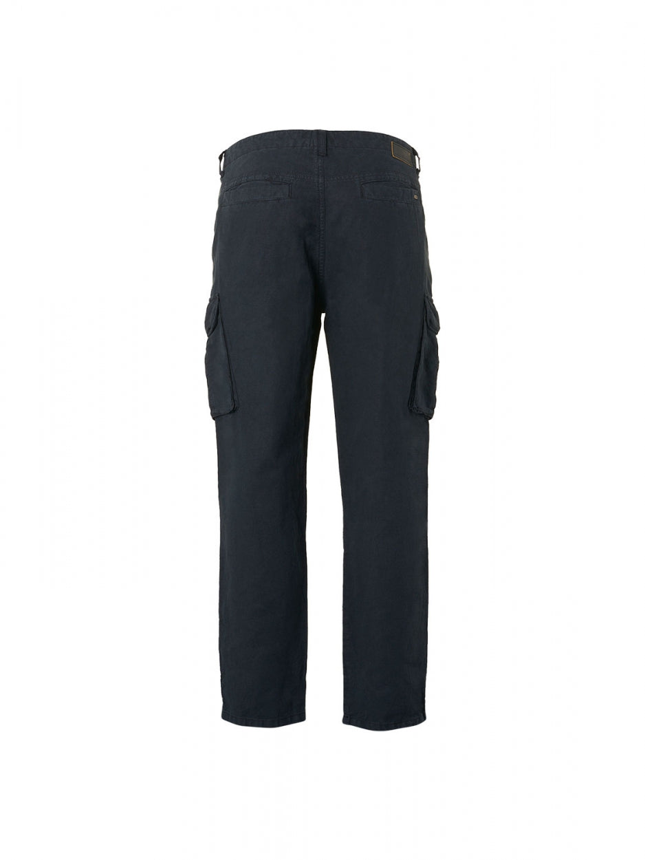 Pants Cargo With Linen Garment Dyed | Night