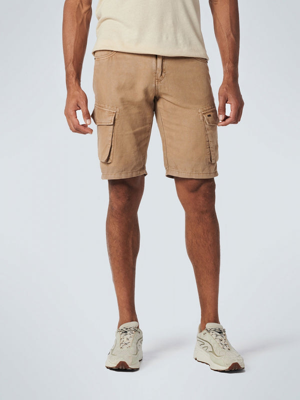 Short With Linen Garment Dyed Cargo | Khaki