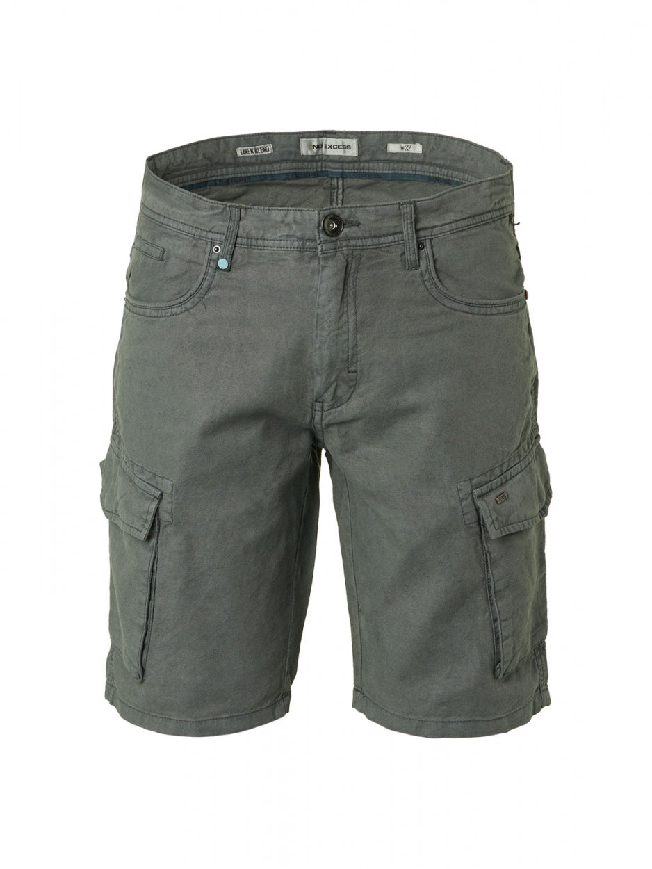 Short With Linen Garment Dyed Cargo | Dark Seagreen