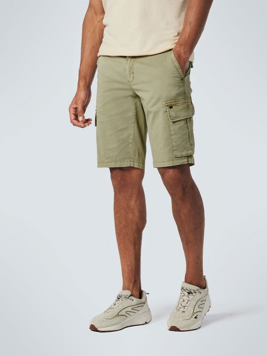 Short Cargo Garment Dyed + Stone Washed Stretch | Smoke Green
