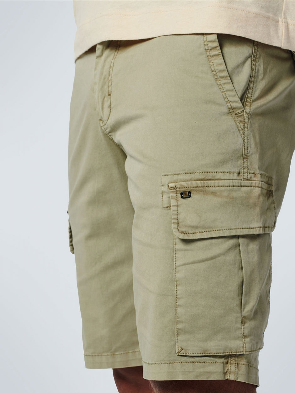 Short Cargo Garment Dyed + Stone Washed Stretch | Smoke Green