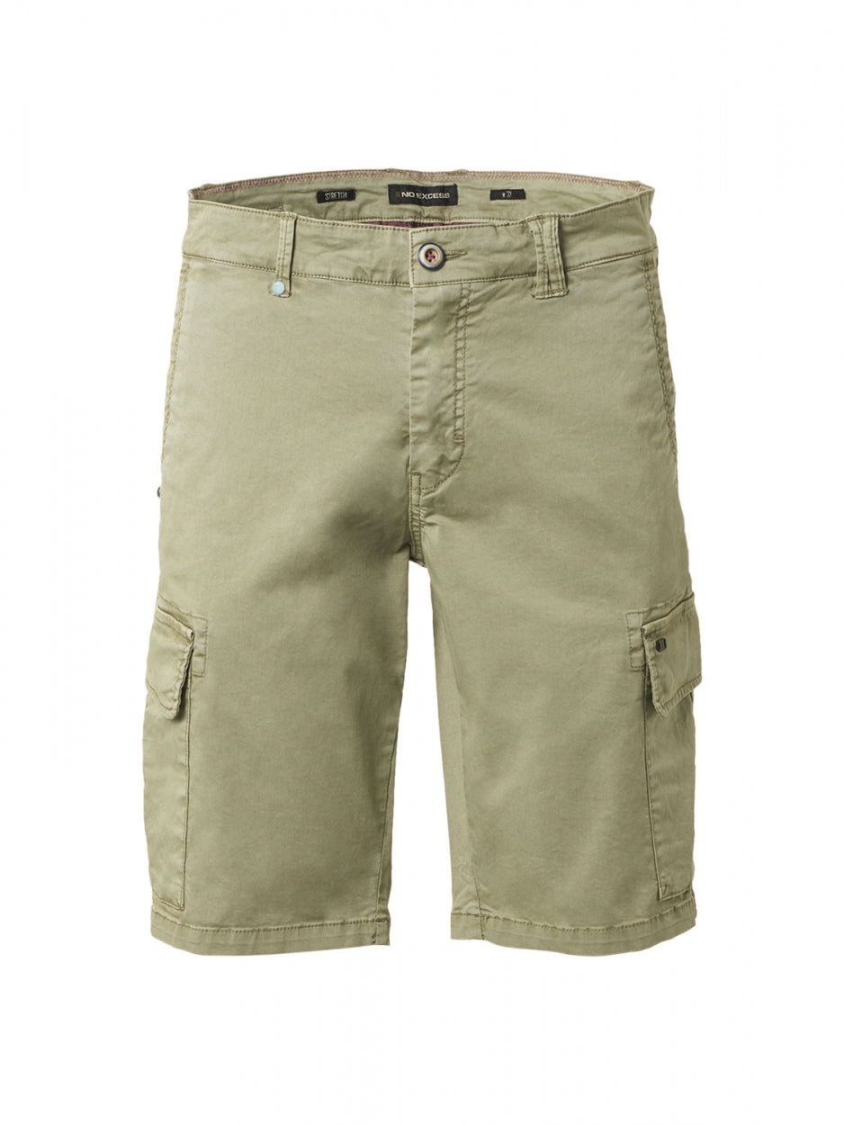 Short Cargo Garment Dyed + Stone Washed Stretch | Smoke Green