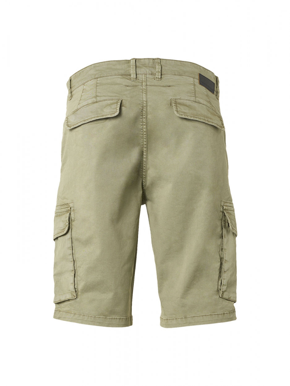 Short Cargo Garment Dyed + Stone Washed Stretch | Smoke Green
