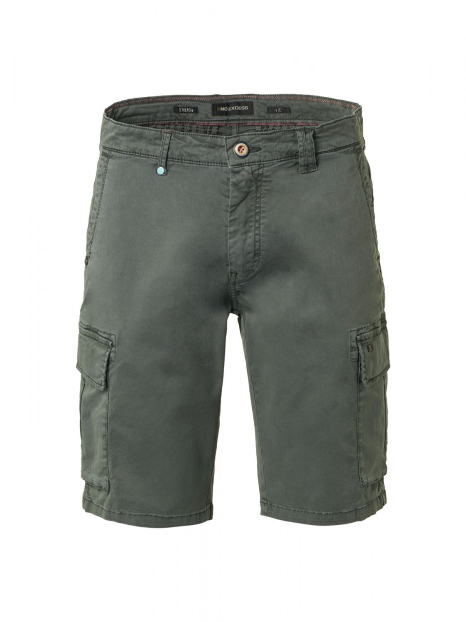 Short Cargo Garment Dyed + Stone Washed Stretch | Dark Seagreen