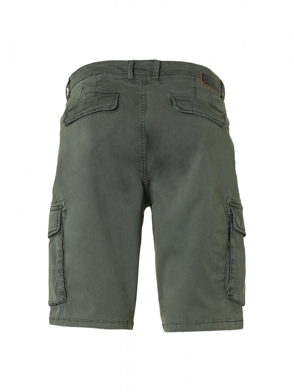 Short Cargo Garment Dyed + Stone Washed Stretch | Dark Seagreen